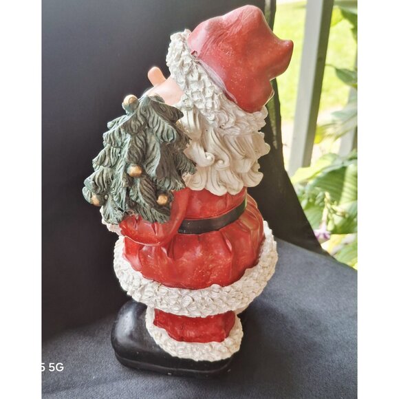 Ceramic Santa Claus Figurine Holding Christmas Tree & Lantern Christmas Artsy - Picture 6 of 10